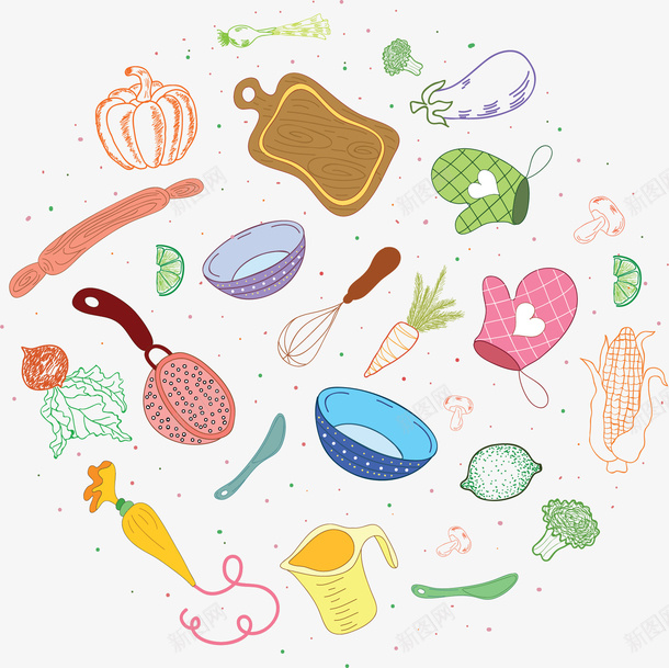 彩色卡通烹饪花纹矢量图ai免抠素材_新图网 https://ixintu.com 卡通花纹 彩色花纹 烹饪 烹饪节目 烹饪花纹 矢量png 矢量图