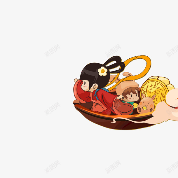 手绘中秋嫦娥月饼美食元素png免抠素材_新图网 https://ixintu.com 中秋佳节 传统文化 传统美食 嫦娥 手绘 月饼