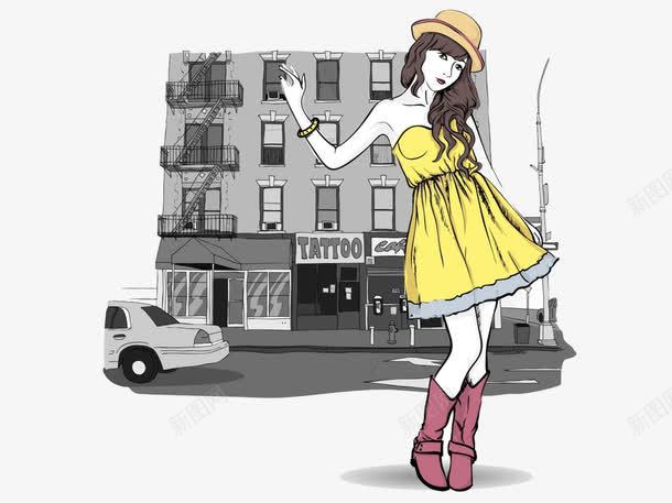 街拍女装手绘稿png免抠素材_新图网 https://ixintu.com 街拍女装手绘稿