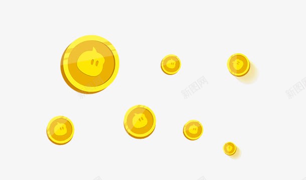淘金币psd免抠素材_新图网 https://ixintu.com 活动素材 淘金币 黄色