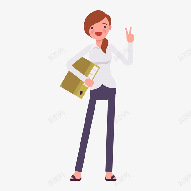 比剪刀手的商务人士矢量图ai免抠素材_新图网 https://ixintu.com 人物设计 剪刀手 商务人士 女性人物 拿着文件 矢量图
