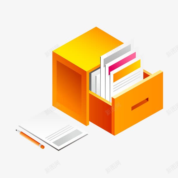 资料夹png免抠素材_新图网 https://ixintu.com 卡通橙色资料夹