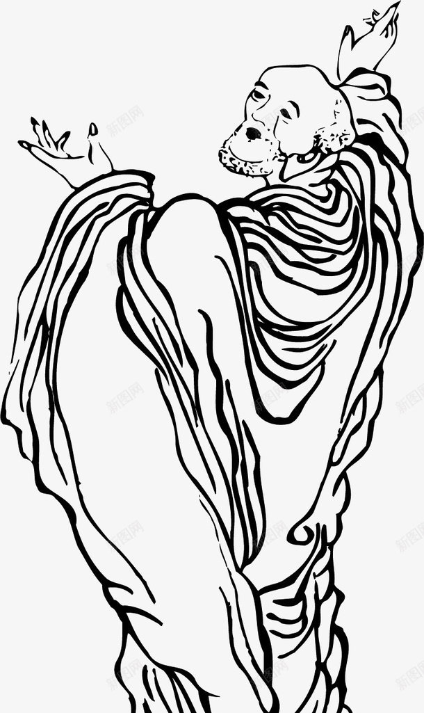 白描人物png免抠素材_新图网 https://ixintu.com 中国风 人物 古典 手绘 练功