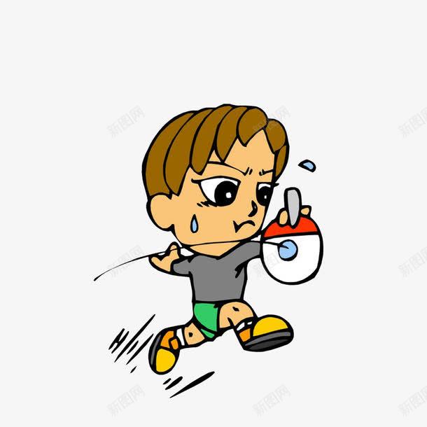 卡通跑着接球的乒乓男运动员png免抠素材_新图网 https://ixintu.com 乒乓男选手 乒乓运动员 快跑接球 汗水汗珠