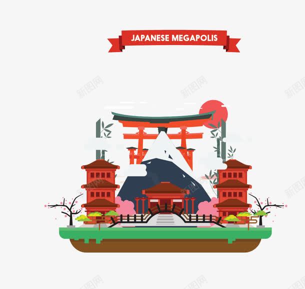 扁平化建筑png免抠素材_新图网 https://ixintu.com 塔 宫殿 扁平化建筑 树 矢量建筑 边框