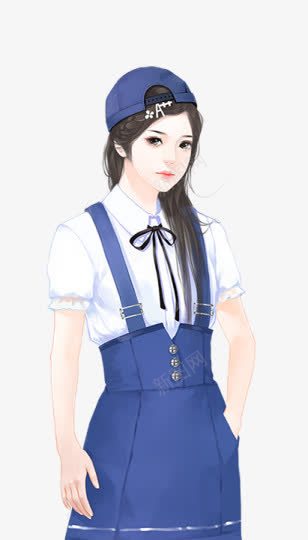 学霸校服女孩手绘png免抠素材_新图网 https://ixintu.com 女孩 校服