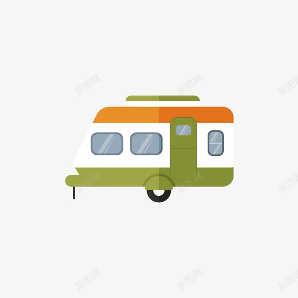 灰绿色房车png免抠素材_新图网 https://ixintu.com 休旅车 房车 旅行 橙色 灰绿色