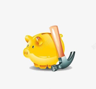 金猪储蓄罐与榔头png免抠素材_新图网 https://ixintu.com 储蓄罐 榔头 金猪