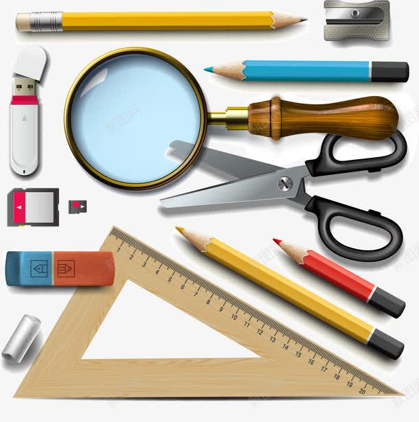 学习工具矢量图eps免抠素材_新图网 https://ixintu.com u盘 学习工具 尺子 铅笔 矢量图
