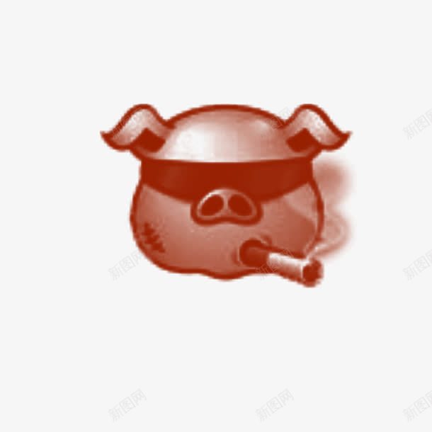 抽烟的猪头png免抠素材_新图网 https://ixintu.com 凶悍 单色 抽烟 猪头