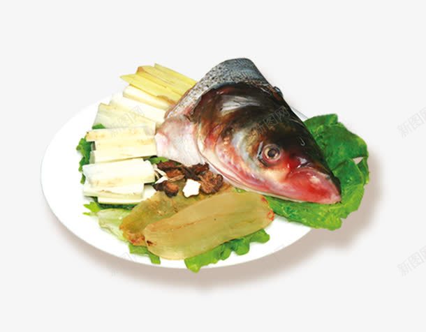 新鲜鱼头png免抠素材_新图网 https://ixintu.com 产品实物 大鱼 火锅 生菜 肉类
