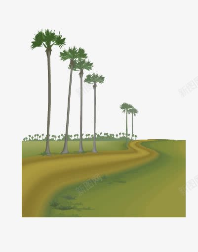 乡间小路png免抠素材_新图网 https://ixintu.com 小路 曲折 树木 植被