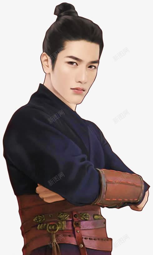 黑衣盘发帅哥png免抠素材_新图网 https://ixintu.com 帅哥 盘发 黑衣