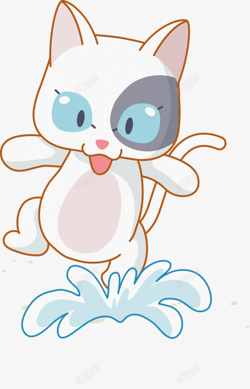 小猫玩水png免抠素材_新图网 https://ixintu.com 免抠 小猫 玩水 素材