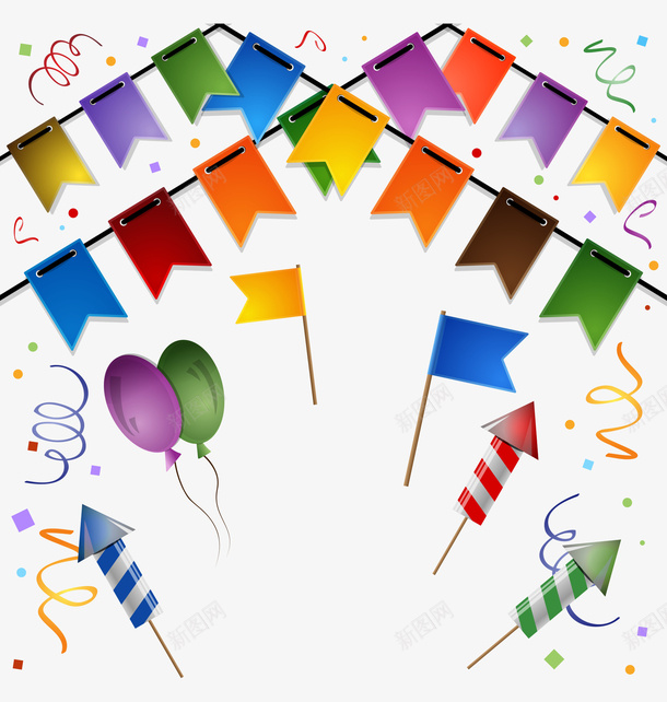 彩色生日喜庆卡通祝贺彩带矢量图ai免抠素材_新图网 https://ixintu.com 卡通彩带 喜庆彩带 彩色彩带 气球 生日彩带 矢量彩带 祝贺彩带 矢量图