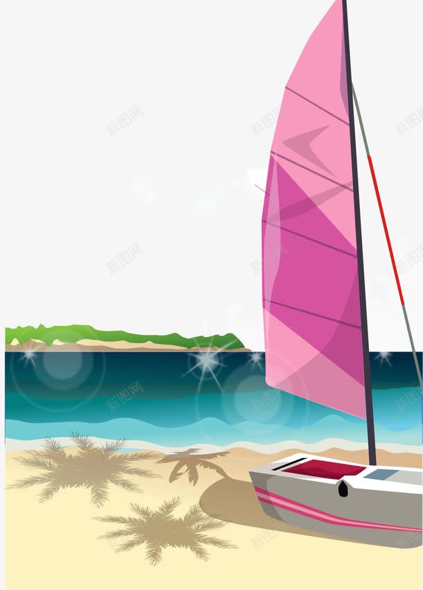 海上小船png免抠素材_新图网 https://ixintu.com 小船 手绘 海上 粉色