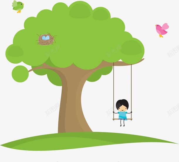 小区小孩png免抠素材_新图网 https://ixintu.com 小区 秋千 自然生活