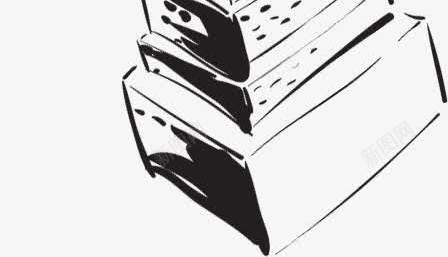 手绘黑色建筑漫画png免抠素材_新图网 https://ixintu.com 建筑 漫画 黑色