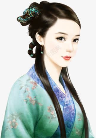 头戴青花的古代美人png免抠素材_新图网 https://ixintu.com 古代 美人 青花