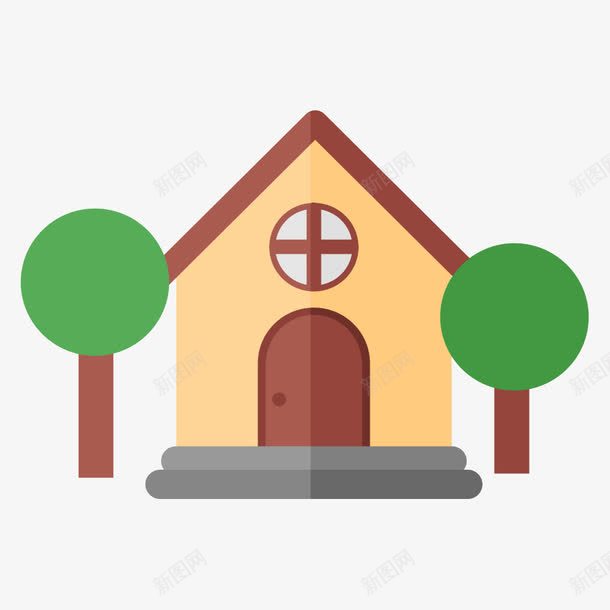 住房png免抠素材_新图网 https://ixintu.com 住房 房子 植物 素材