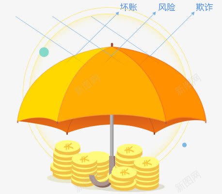 卡通暖色伞金币png免抠素材_新图网 https://ixintu.com 卡通暖色伞 金币