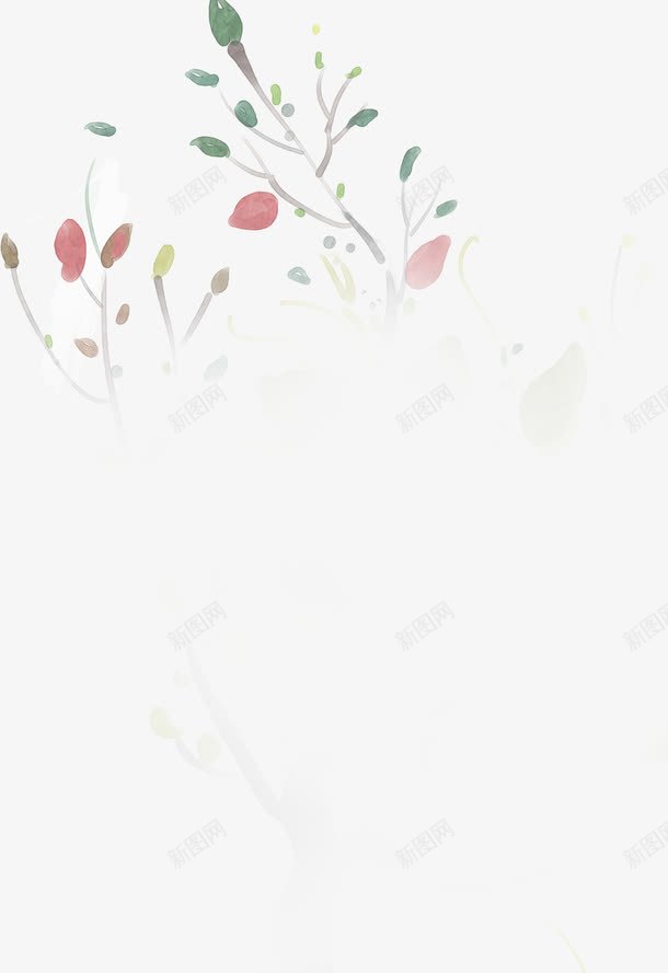 手绘粉蓝色水彩树叶png免抠素材_新图网 https://ixintu.com 树叶 水彩 蓝色