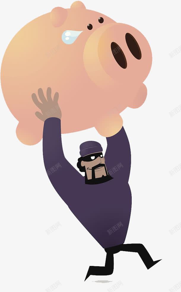盗取他人钱财跑的小偷png免抠素材_新图网 https://ixintu.com 卡通手绘 坏笑表情 装饰 跑的人