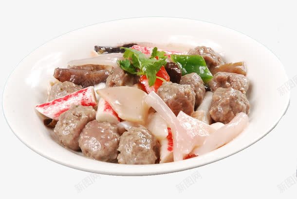 牛丸烩土鱿png免抠素材_新图网 https://ixintu.com 传统美食 烩土鱿 牛丸 牛丸烩鱿鱼 餐饮美食 高清菜谱用图 鱿鱼