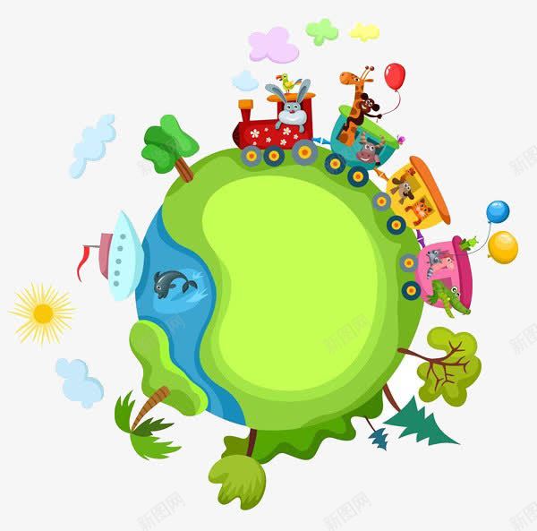 卡通地球上的植物png免抠素材_新图网 https://ixintu.com 动物 卡通 地球上的 植物