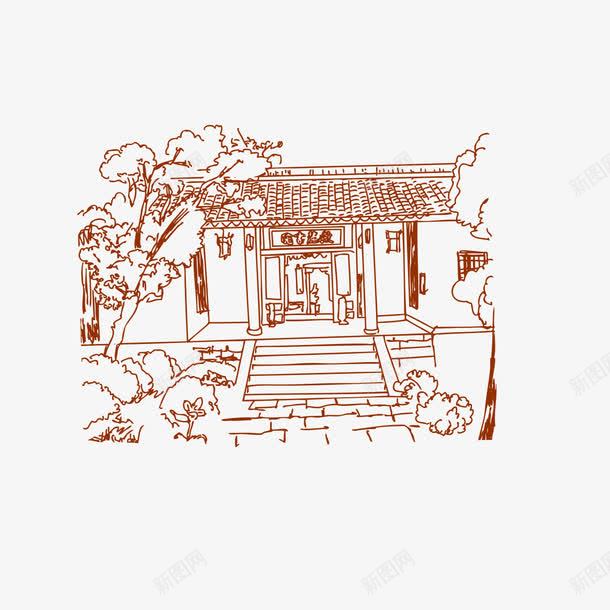 名胜古迹png免抠素材_新图网 https://ixintu.com 名胜古迹 旅游 湖南 白描 白色