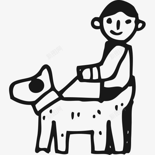 手绘牵狗的人图标png_新图网 https://ixintu.com 人 手绘 手绘画 狗