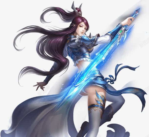 蓝色宝剑人物卡通png免抠素材_新图网 https://ixintu.com 人物 卡通 宝剑 蓝色
