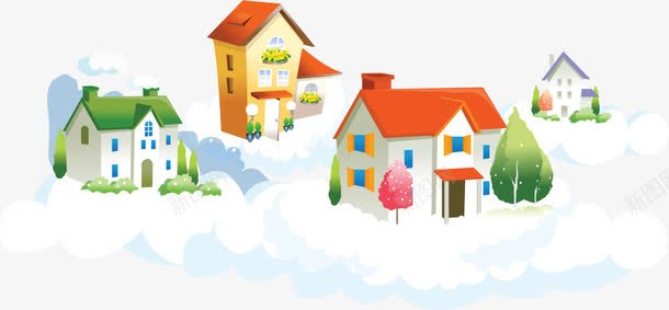 卡通建筑房子png免抠素材_新图网 https://ixintu.com 卡通 居民区 屋子 建筑 房子