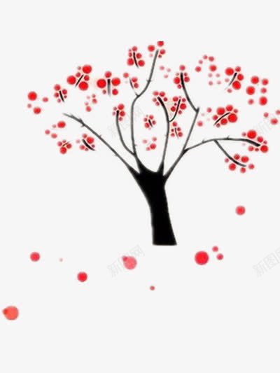 梅花数png免抠素材_新图网 https://ixintu.com 梅花 落花 装饰