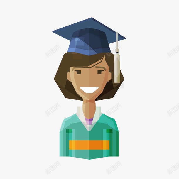 扁平女人矢量图ai免抠素材_新图网 https://ixintu.com 人物 博士帽 手绘 晶面 矢量图