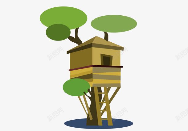 创意树上建房子png免抠素材_新图网 https://ixintu.com png图片 免费png 房子 树 树上小屋 鸟巢