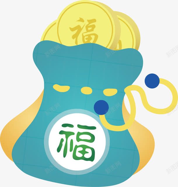 钱袋png免抠素材_新图网 https://ixintu.com 卡通 手绘 金钱 钱袋 香包 香包福平安袋