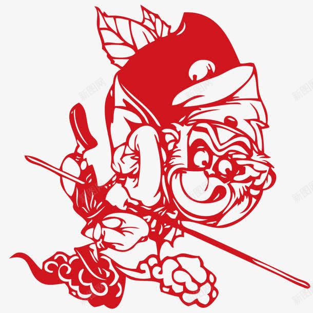 猴剪纸png免抠素材_新图网 https://ixintu.com 中国风 猴剪纸 红色
