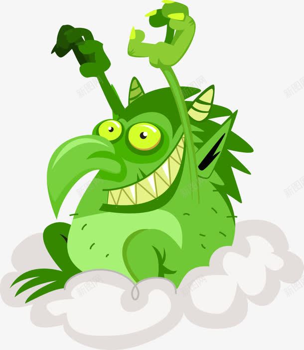 绿色卡通妖怪png免抠素材_新图网 https://ixintu.com 卡通怪物 妖魔 怪物 绿色妖怪 装饰图案 鬼怪