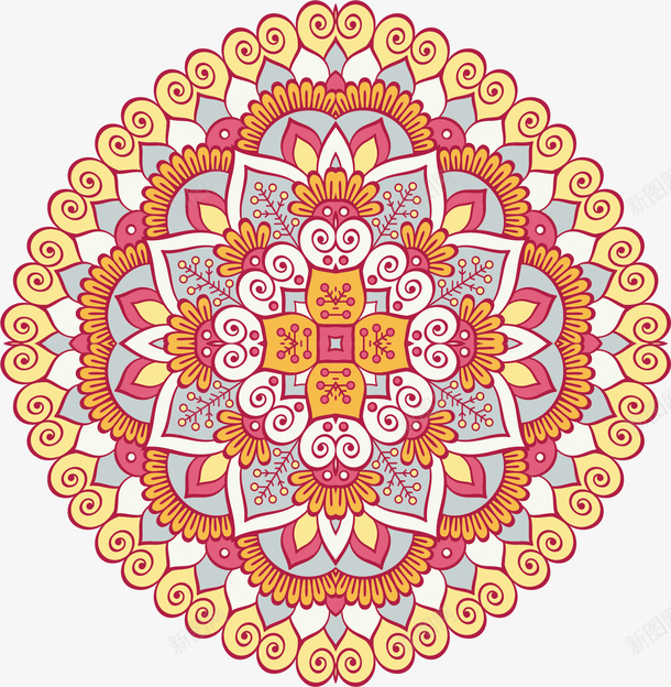 黄色粉色宗教花纹矢量图ai免抠素材_新图网 https://ixintu.com 佛教 佛教花纹 宗教 宗教花纹 矢量png 黄色粉色 矢量图