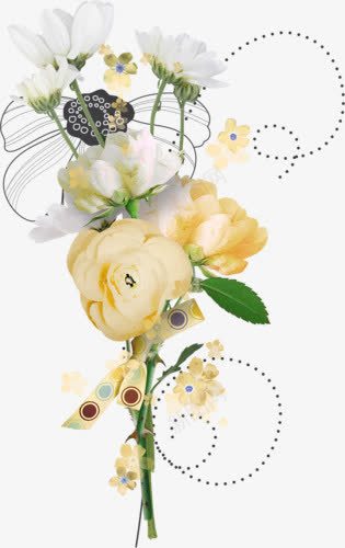 白色鲜花花朵绿叶png免抠素材_新图网 https://ixintu.com 绿叶 花朵 鲜花 黄花