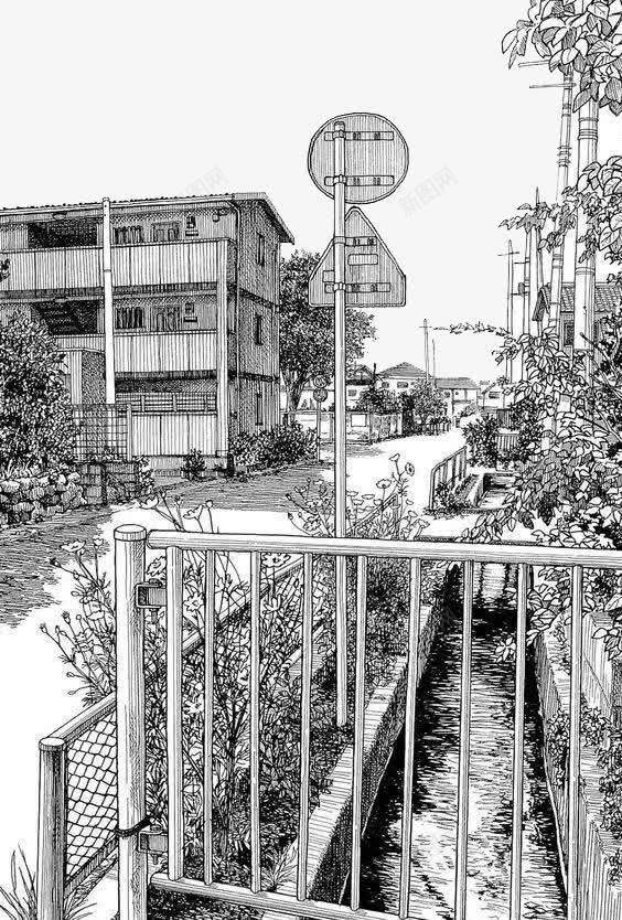 黑白小城镇png免抠素材_新图网 https://ixintu.com 城镇 素雅 黑白