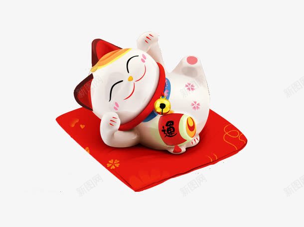 招财猫png免抠素材_新图网 https://ixintu.com 可爱萌 喜庆 红色