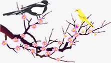 手绘合成桃花树喜鹊png免抠素材_新图网 https://ixintu.com 合成 喜鹊 桃花 桃花树