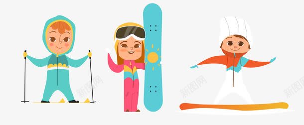 人物矢量图eps免抠素材_新图网 https://ixintu.com 人物 女孩 滑雪 男孩 矢量图
