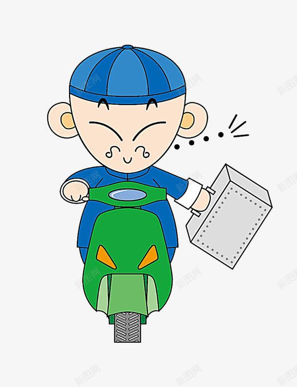 车png免抠素材_新图网 https://ixintu.com 人 卡通 可爱 手绘 摩托车 电动车 车