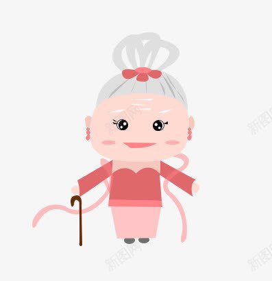 老太太png免抠素材_新图网 https://ixintu.com 人物 开心 跳舞 驻拐杖