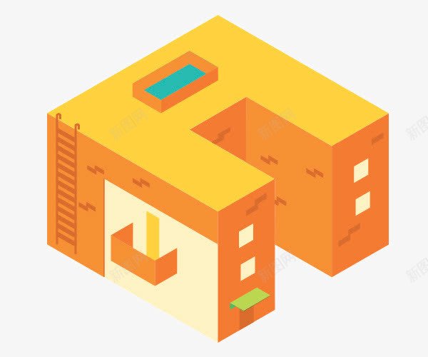 卡通扁平建筑png免抠素材_新图网 https://ixintu.com 卡通 建筑 房屋 扁平