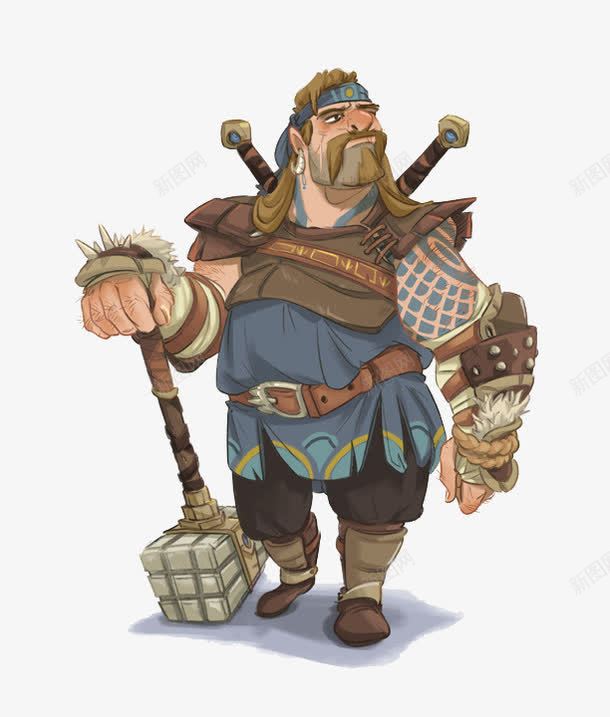 卡通铁锤武器png免抠素材_新图网 https://ixintu.com 壮汉 战士 武器 武器库 铁锤