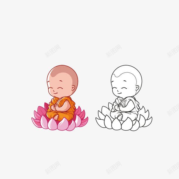 坐莲和尚png免抠素材_新图网 https://ixintu.com 和尚 坐莲 小和尚